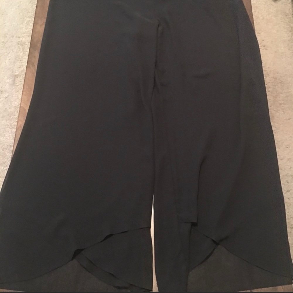 Alex Evenings Black Wide-Leg Overlay Palazzo Pants